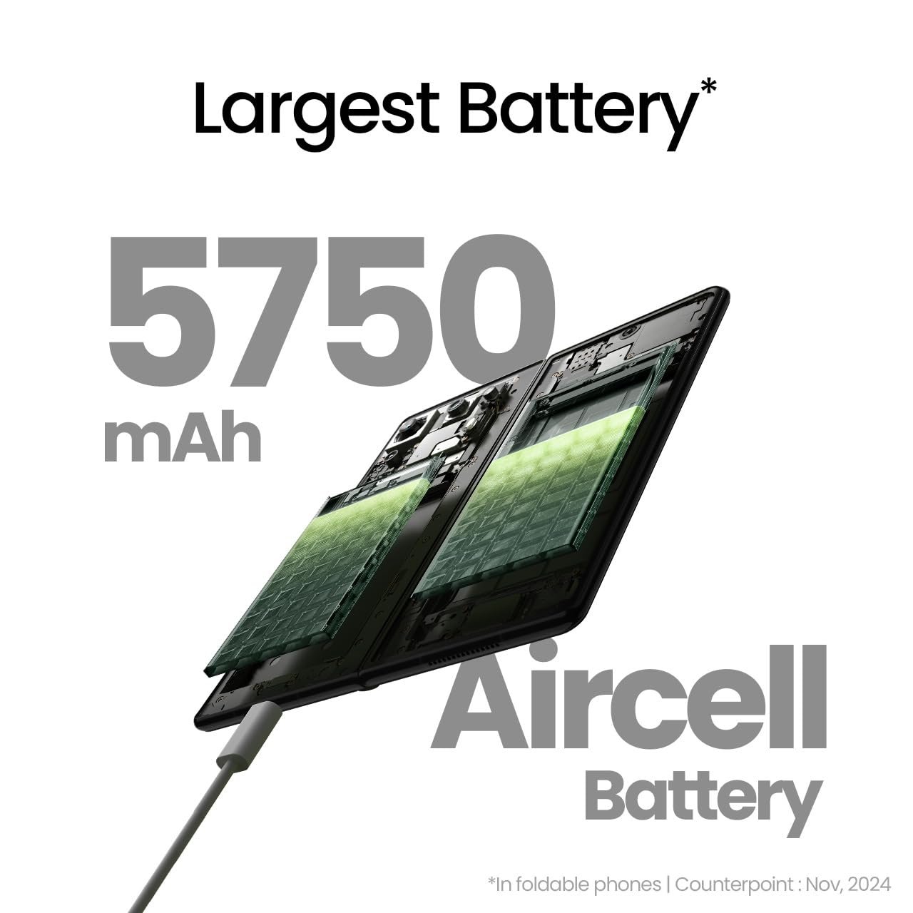 Tecno Phantom V Fold 2, Largest Battery 5750mAh, Segment Largest Display, Strongest Fold Ever, Rear-Triple 50MP Camera with OIS, 70W Fast Charger, Rippling Blue, 12GB+512GB - Image 4